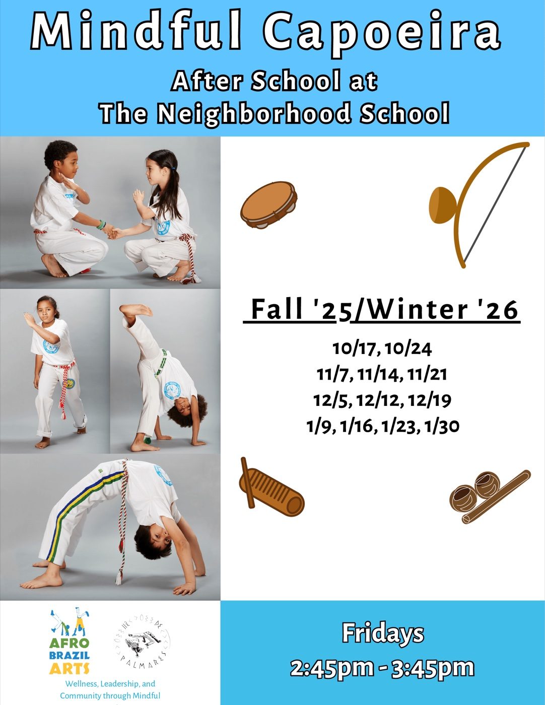 Afrobrazil Arts Mindful Capoeira program flyer