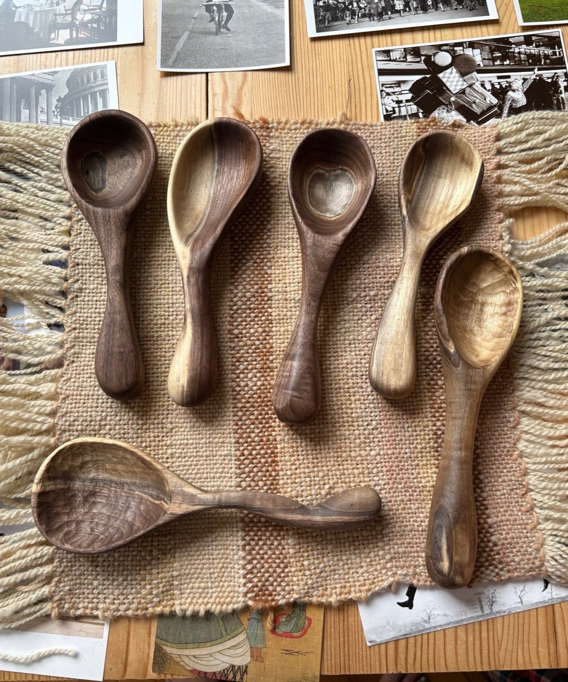 Hand-carved wooden spoons made in the Honeysuckle Society woodworking program
