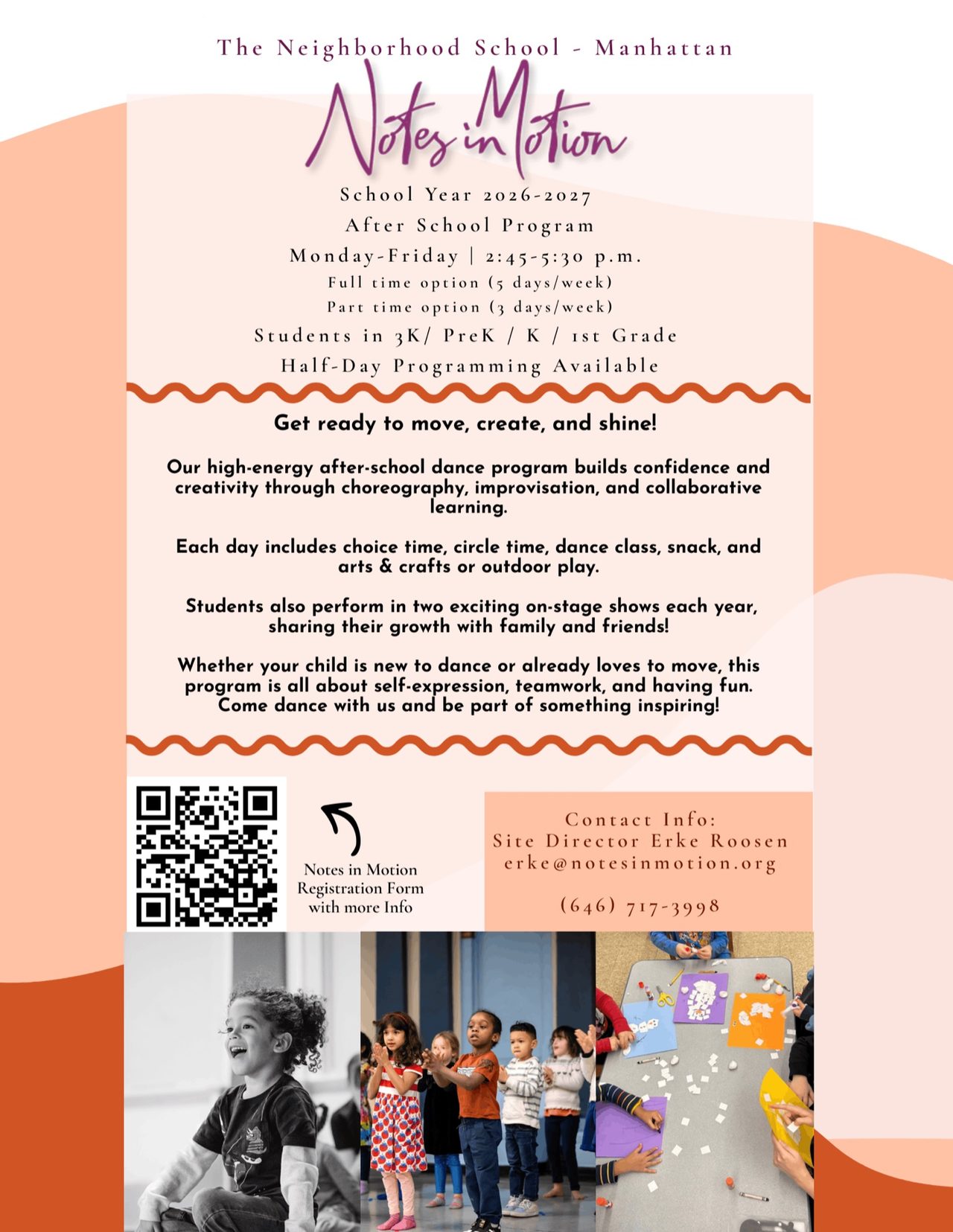 Notes in Motion 2026–2027 after-school program flyer