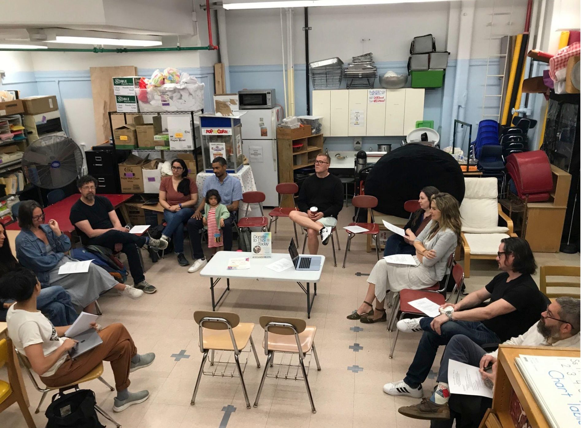 4/5 grade teacher Liz delivering a report to the monthly general meeting of TNS PTA