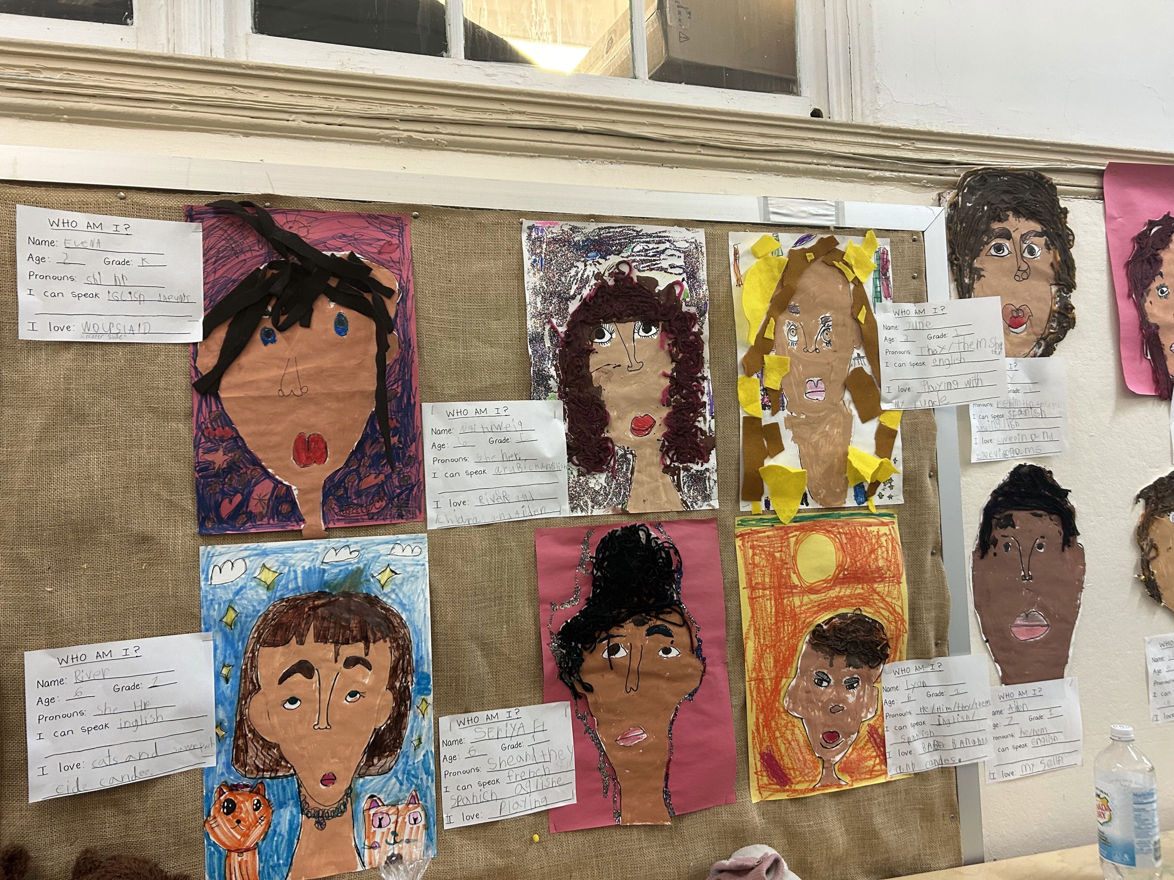 Student work from our identity curriculum on display in a TNS classroom