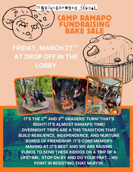 Sing and Bake Sale fundraiser flyer for Camp Ramapo trip