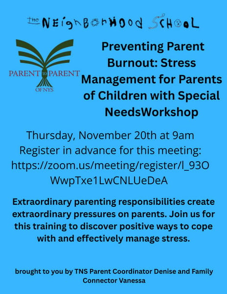 Preventing Parent Burnout workshop flyer